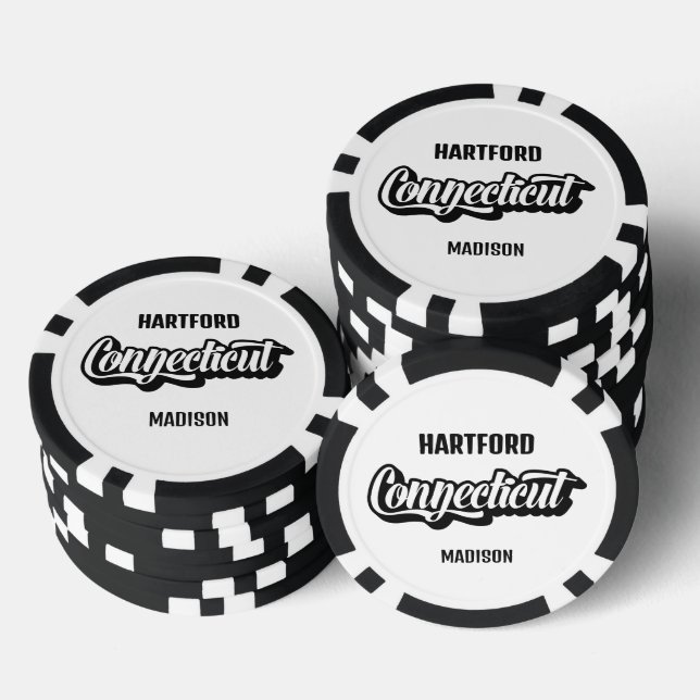 Custom Location & Name Connecticut Poker Chips (Stack)