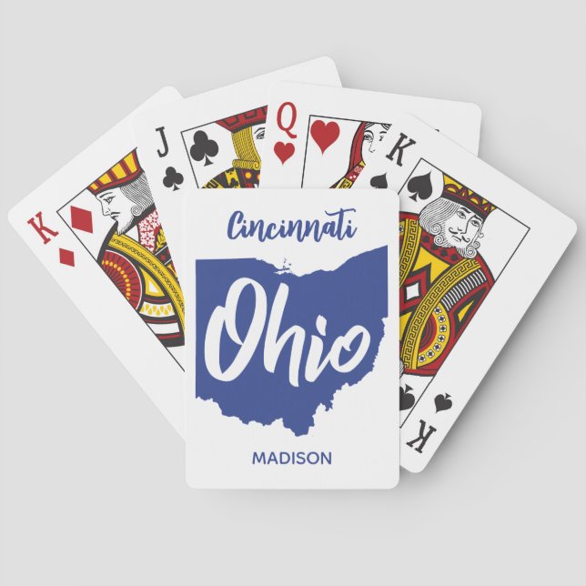 Custom Location & Name Ohio Playing Cards (Back)