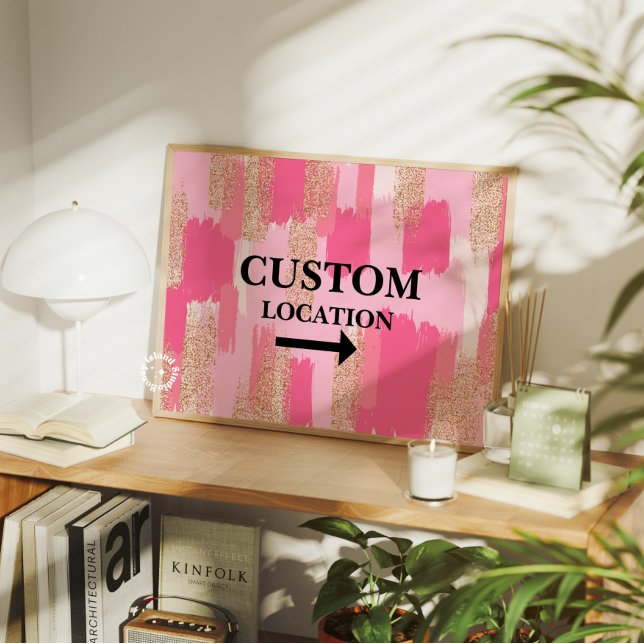 Custom Location Sign Preppy Dorm Decor Pink (Custom Location Sign Preppy Dorm Decor Pink)