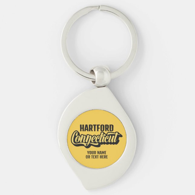 Custom Location & Text Connecticut Keychain (Front)