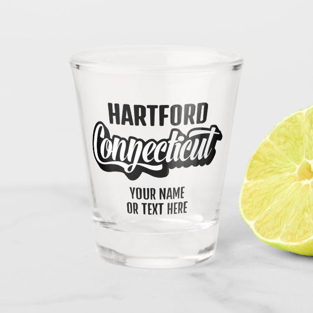 Custom Location & Text Connecticut Shot Glass (Front)