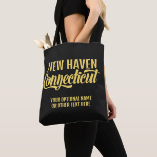 Custom Location & Text Connecticut Tote Bag