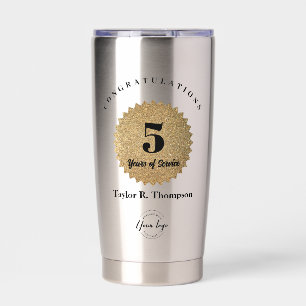Custom logo 5 Years of Service Award Gold seal Insulated Tumbler