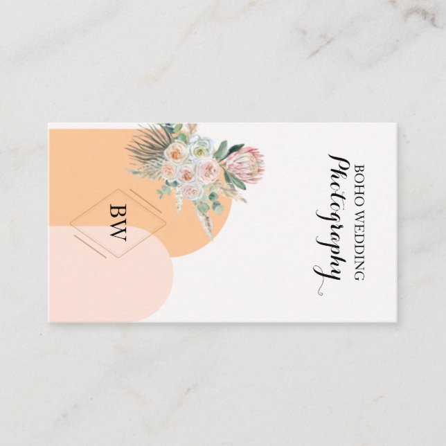 Custom Logo Abstract Minimal Boho Business Card (Front)