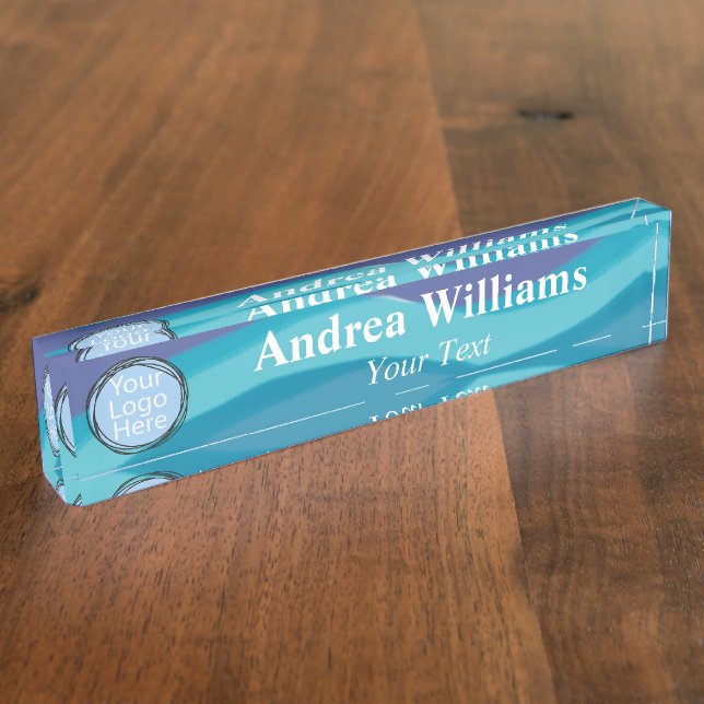 Custom Logo Abstract Watercolor Stripes  Nameplate (Side)