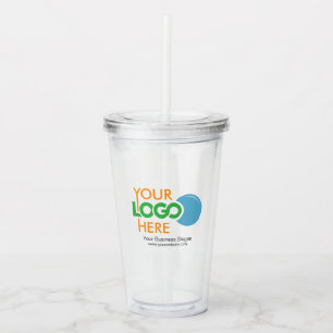 Custom Logo Acrylic Tumbler with Straw No Minimum