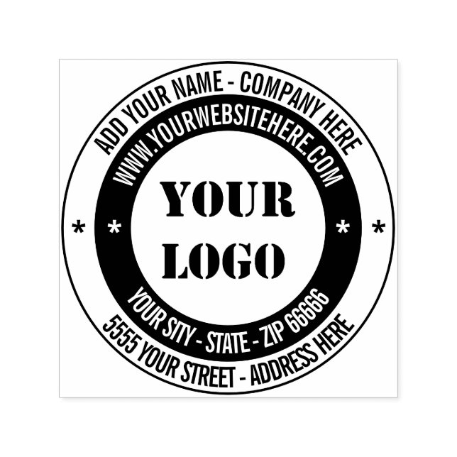Custom Logo Address Colour Round Self-inking Stamp (Design)