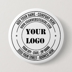 Custom Logo Address Name Website Text Stamp Design 3 Inch Round Button
