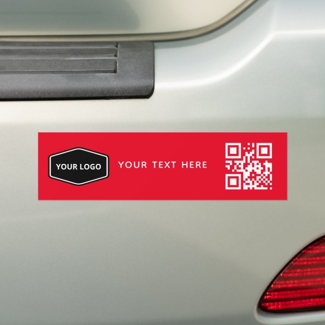 Custom Logo and Business QR Code Promotional Red Bumper Sticker (On Car)