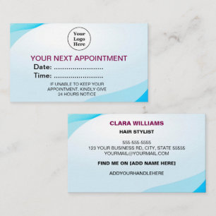 Custom logo and colour modern   appointment card