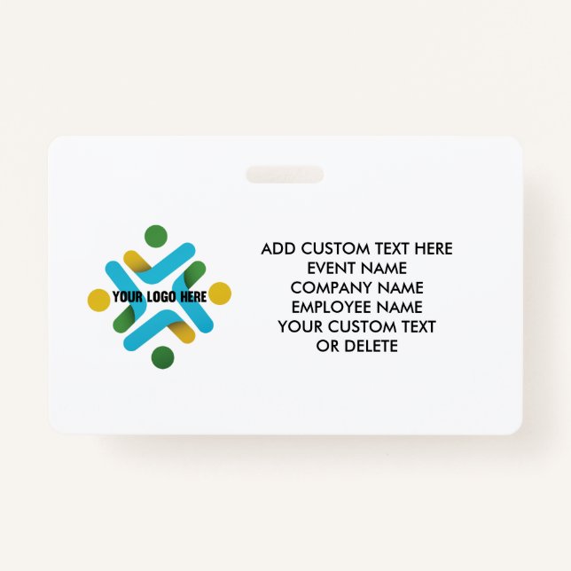 Custom Logo and Custom Text Company Business Event Badge (Front)