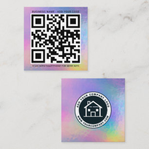 Custom Logo and QR Code DIY Holographic Square Business Card