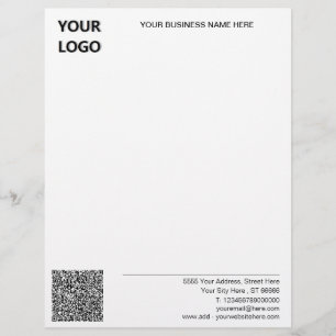 Custom Logo and QR Code Name Address Letterhead