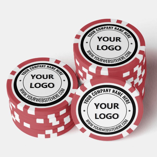 Custom Logo and Text Branded Poker Chips Example (Stack)