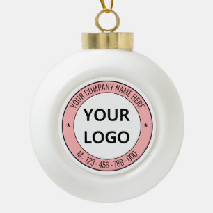 Custom Logo and Text Business Christmas Ornament