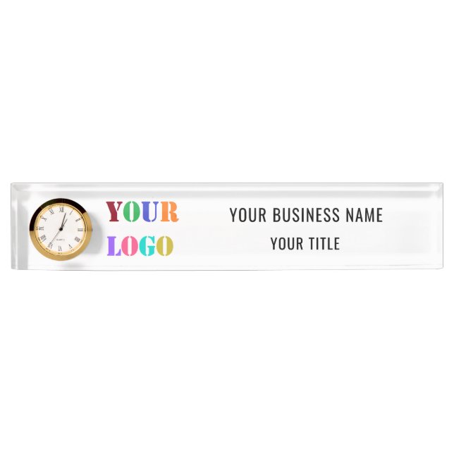 Custom Logo and Text Business Desk Name Plate (Front)