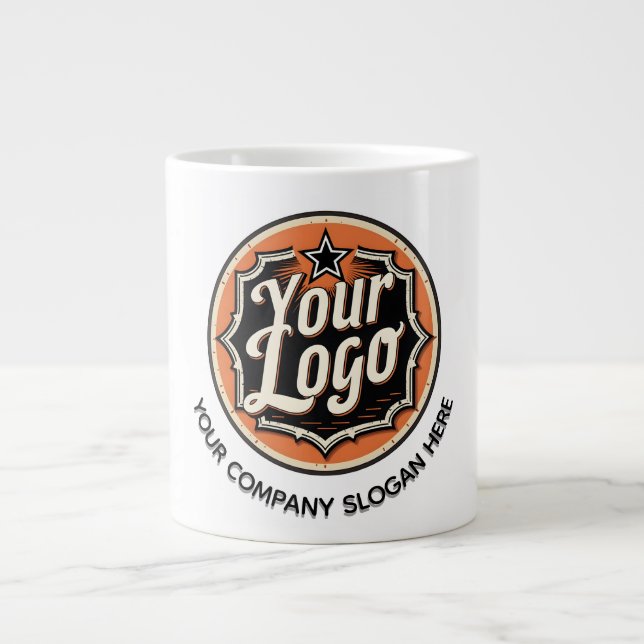 Custom Logo and Text Business Large Coffee Mug (Front)