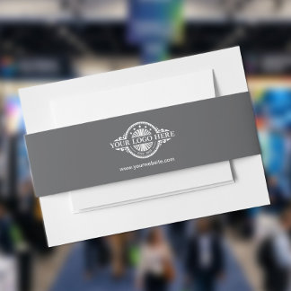 Custom Logo and Text Grey Invitation Belly Band
