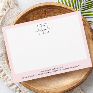 Custom logo and text light pink border modern card