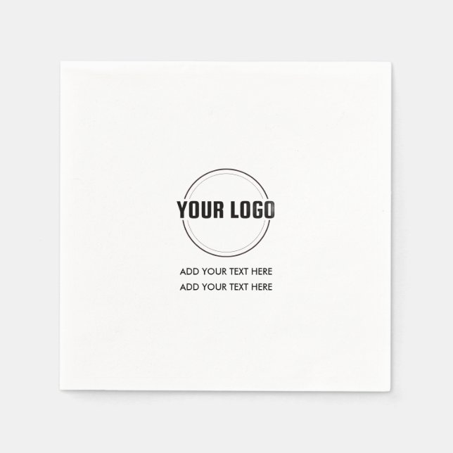 Custom Logo and Text Minimalist Square  Napkin (Front)