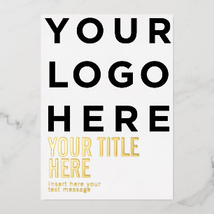 Custom logo and text modern sharp foil holiday card