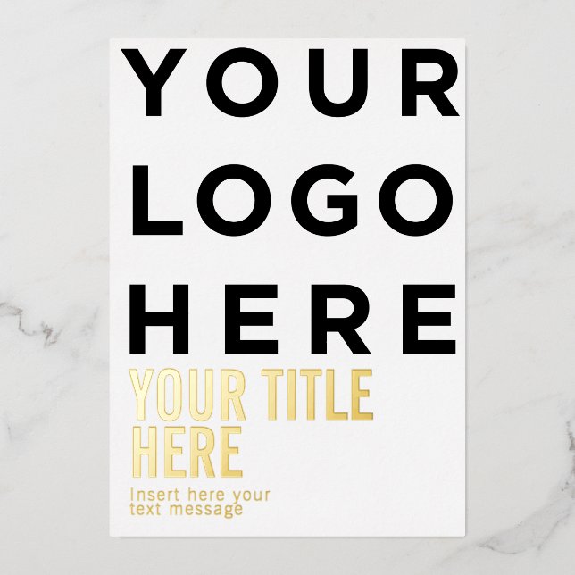 Custom logo and text modern sharp foil holiday card (Front)