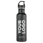 Custom Logo and Text on Black 710 Ml Water Bottle (Front)