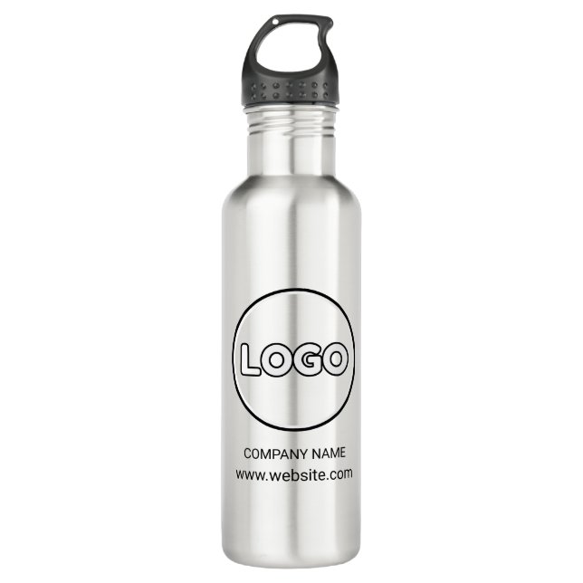Custom Logo and Text on Black Stainless Steel 710 Ml Water Bottle (Front)