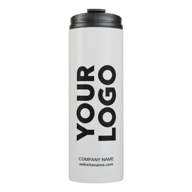 Custom Logo and Text on Grey Thermal Tumbler (Front)