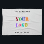 Custom Logo and Text Personalized Kitchen Towel<br><div class="desc">Custom Colours and Font - Your Logo and Text Promotional Business Personalized - Add Your Logo - Image / Text - Contact Information - Phone or E-mail / Website - Resize and move or remove / add elements - image / text with Customization tool. Choose / add your favourite background...</div>