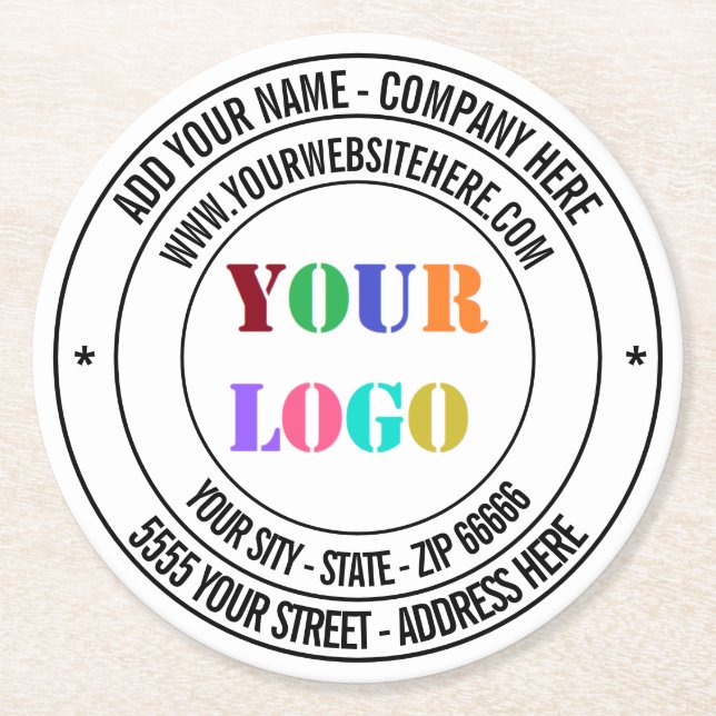 Custom Logo and Text Personalized Paper Coaster (Front)