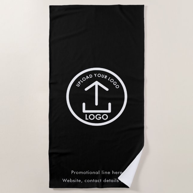 Custom Logo and Text Pool Promotional Professional Beach Towel (Front)