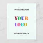 Custom Logo and Text Promotional Business Flyer<br><div class="desc">Custom Logo and Text Promotional Business Personalized  - Add Your Logo / Image and Text / Information - Resize and move elements with customization tool. Choose / add your favourite background colours !</div>