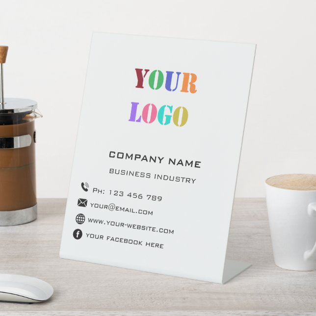 Custom Logo and Text Your Business Pedestal Sign (In SItu)