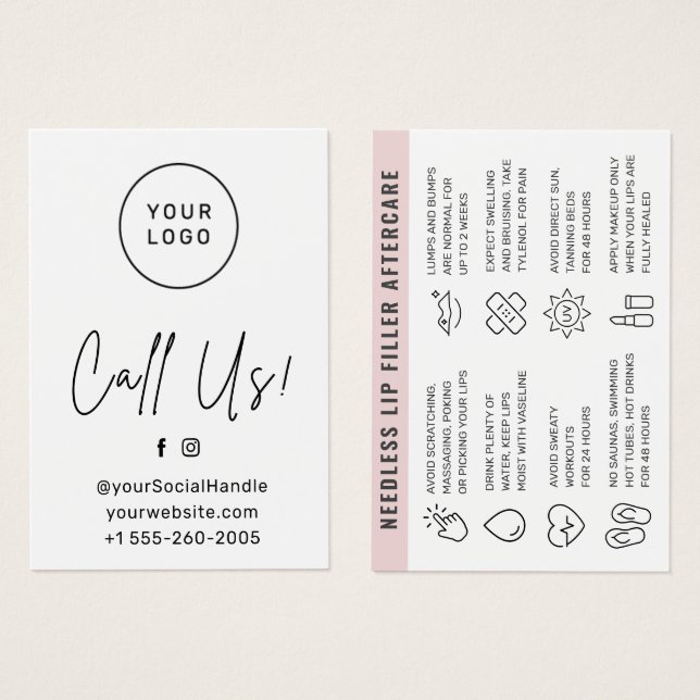 Custom Logo Any Colour Needles Lip Filler Aftercar (Front & Back)