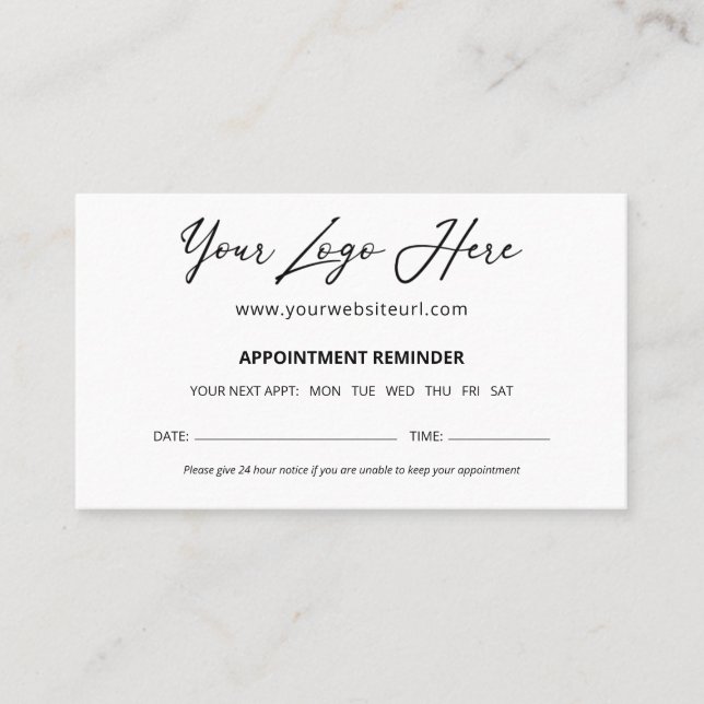 Custom Logo Appointment Reminder Card (Front)