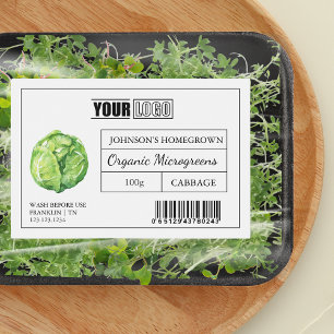 Custom Logo & Barcode Cabbage Microgreens Food Label
