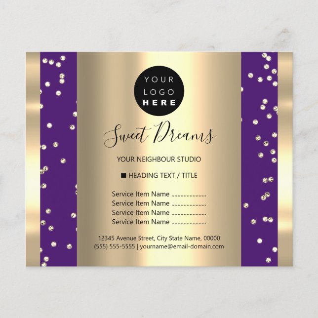 Custom Logo Beauty Makeup Price Gold Confetti Flyer (Front)
