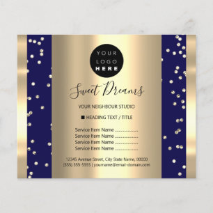 Custom Logo Beauty Makeup Price List Glitter Navy Flyer