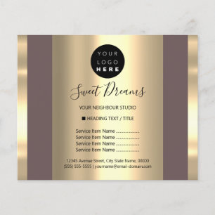 Custom Logo Beauty Salon Makeup Price List Brown Flyer