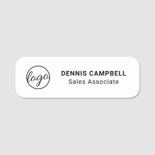 Custom Logo Black and White Simple Minimalist Name Tag