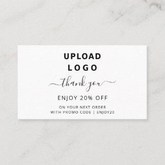 CUSTOM LOGO BLACK AND WHITE THANK YOU LOYALTY DISCOUNT CARD
