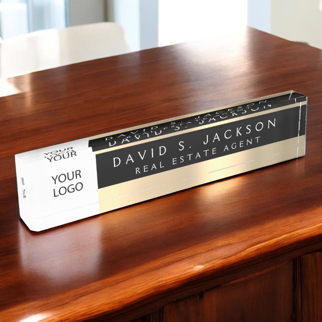 Custom Logo Black Gold Elegant Professional Nameplate (Creator Uploaded)