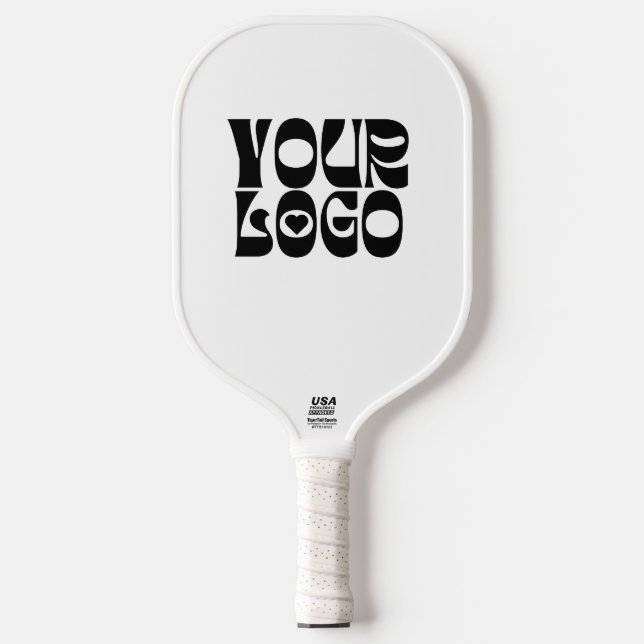 Custom Logo Black & White Pickleball Paddle (Front)