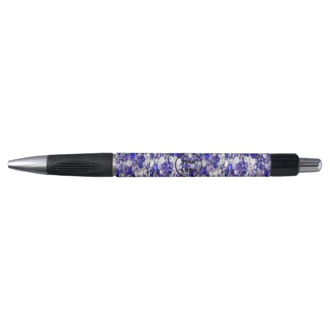 Custom logo blue and clear glass crystal balls pen (Front)