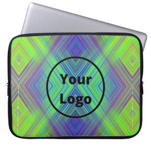 Custom logo blue and  green line shapes laptop sleeve