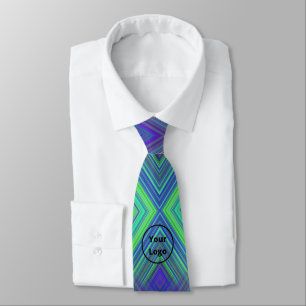Custom logo blue and  green line shapes tie