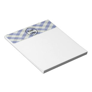 Custom logo blue and white geometric print notepad