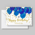 Custom Logo Blue Balloons Gold Confetti Birthday Card<br><div class="desc">Say Happy Birthday to your employees, business partners and clients in style with this modern, horizontal b-day card featuring gold confetti and royal navy blue hand painted watercolor balloons on white. Please note: The gold colour is a flat yellow colour print and is not metallic foil or an actual glossy...</div>