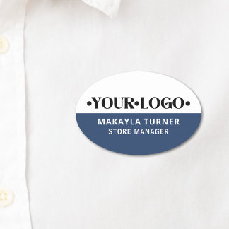 Custom Logo Blue Employee  Name Tag